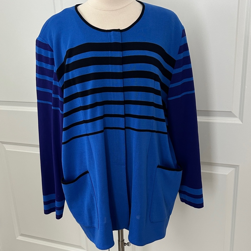 MISOOK size 3X blue black purple hidden zip jacket w/ pockets